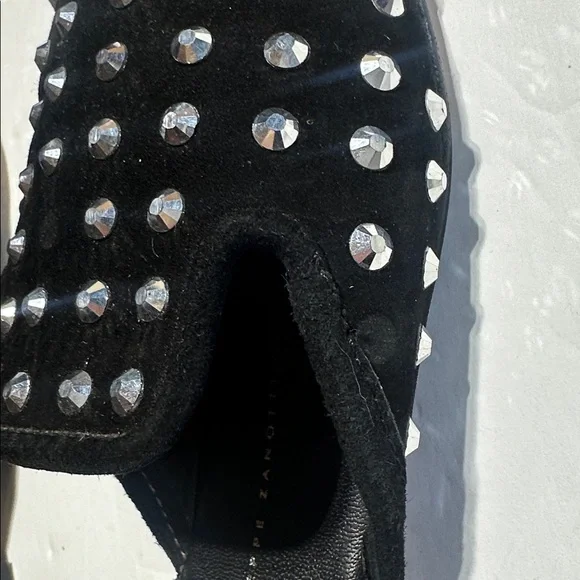 Giuseppe Zanotti Black suede Mules with Silver Studs low heel made in Italy 36 - Picture 8 of 8
